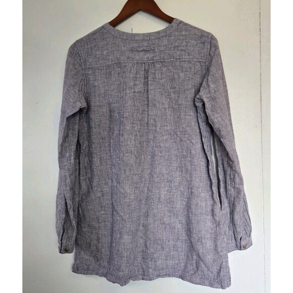 Duluth Trading Co Top  Womens S Tunic Blue Striped Hemp Organic Cotton Henley - Picture 5 of 7